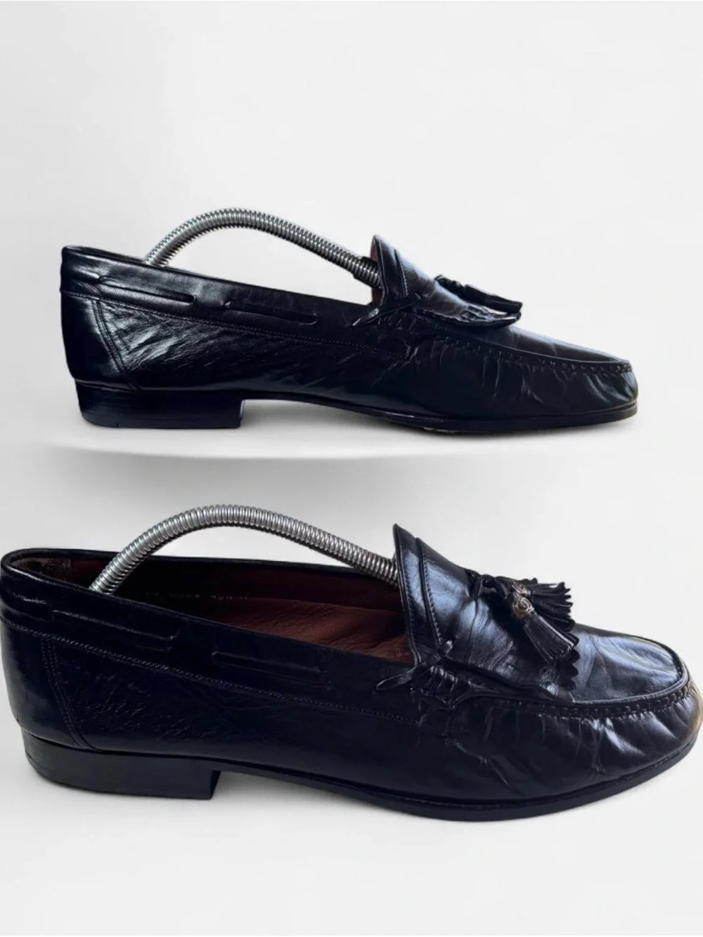 Gucci Black Leather Tassel Fringe Loafers